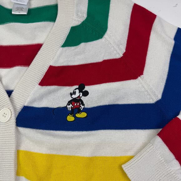 Disney 100 Retro Reimagined Rainbow Stripes Mickey Mouse Cardigan Women's XL - Picture 3 of 6